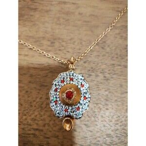 Aladdin Genie Lamp Pendant Necklace With Jewels Gold Color Chain